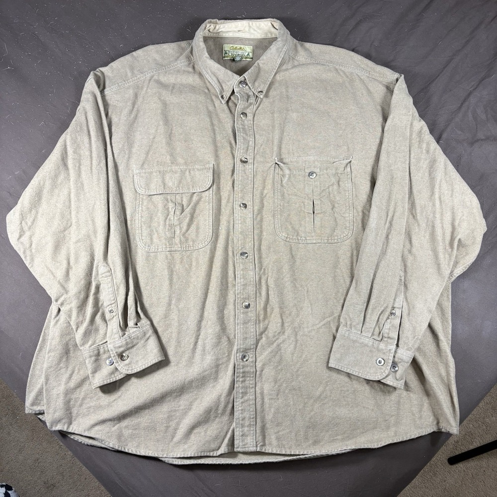 Cabela's Deerskin Soft Chamois Shirt Mens 4XL Tan Button Up Workwear
